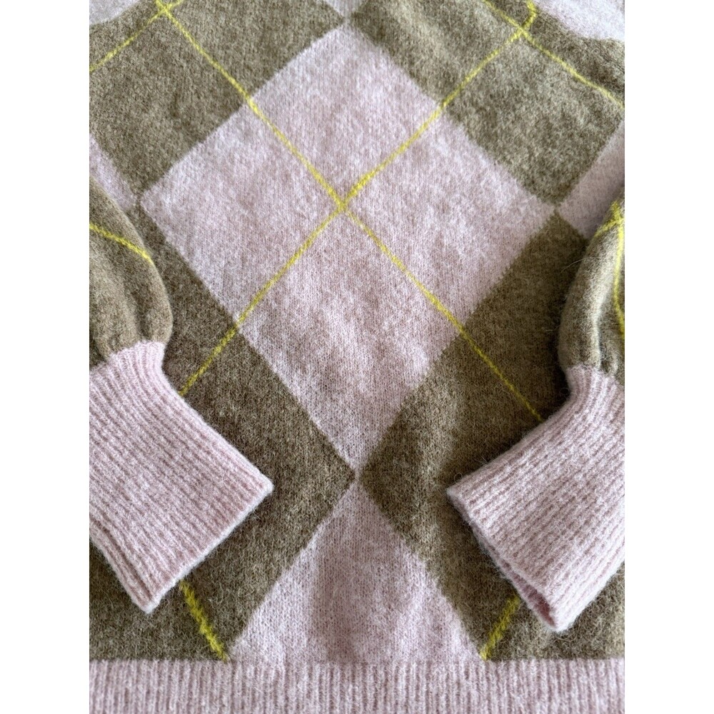 Boden Blouse n sleeve fluffy Sweater argyle Sz 8 - Picture 2 of 5